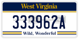 333962A  license plate in WV
