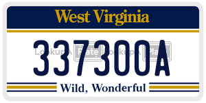 337300A  license plate in WV