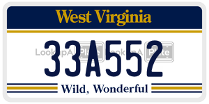 33A552  license plate in WV