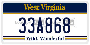 33A868 license plate in West Virginia