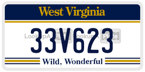 33V623  license plate in WV