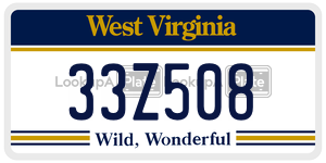 33Z508  license plate in WV