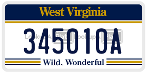 345010A  license plate in WV
