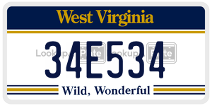34E534  license plate in WV