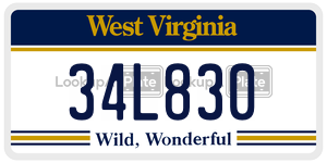 34L830  license plate in WV
