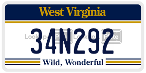 34N292  license plate in WV