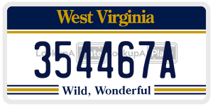 354467A  license plate in WV