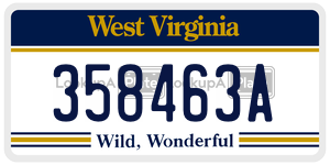 358463A  license plate in WV
