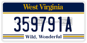 359791A  license plate in WV