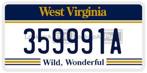 359991A  license plate in WV