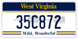 35C872  license plate in WV