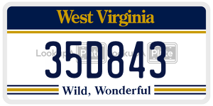 35D843  license plate in WV