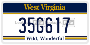 35G617  license plate in WV