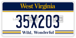 35X203 license plate in West Virginia
