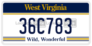 36C783  license plate in WV