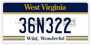 36N322  license plate in WV