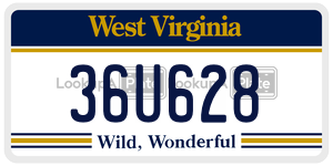 36U628  license plate in WV