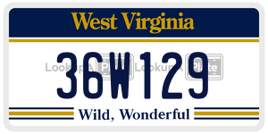 36W129  license plate in WV