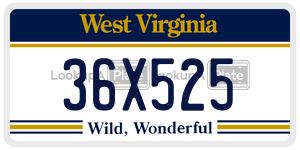 36X525  license plate in WV