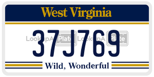 37J769  license plate in WV