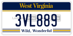 3VL889  license plate in WV