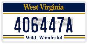 406447A  license plate in WV