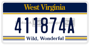 411874A  license plate in WV