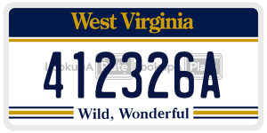 412326A  license plate in WV