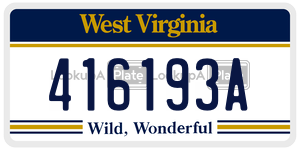 416193A  license plate in WV
