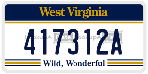 417312A  license plate in WV
