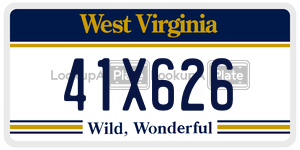 41X626  license plate in WV