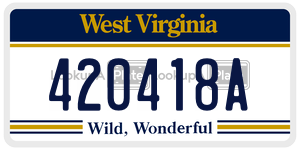 420418A  license plate in WV