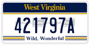 421797A  license plate in WV