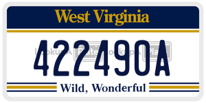 422490A  license plate in WV