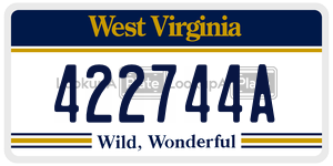 422744A  license plate in WV