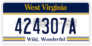 424307A  license plate in WV