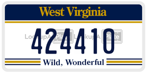 424410  license plate in WV