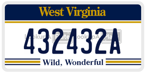 432432A  license plate in WV
