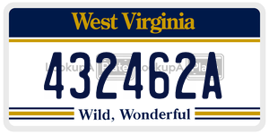 432462A  license plate in WV