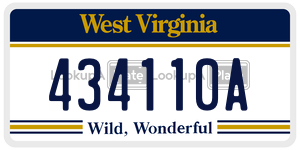 434110A  license plate in WV