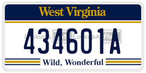 434601A  license plate in WV