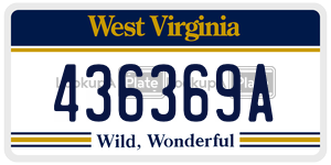 436369A  license plate in WV