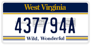 437794A  license plate in WV