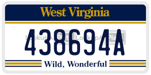 438694A  license plate in WV