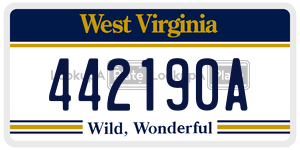 442190A  license plate in WV