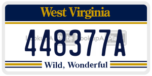 448377A  license plate in WV