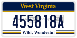 455818A  license plate in WV
