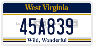 45A839  license plate in WV