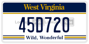 45D720 license plate in West Virginia