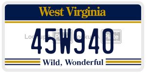 45W940  license plate in WV